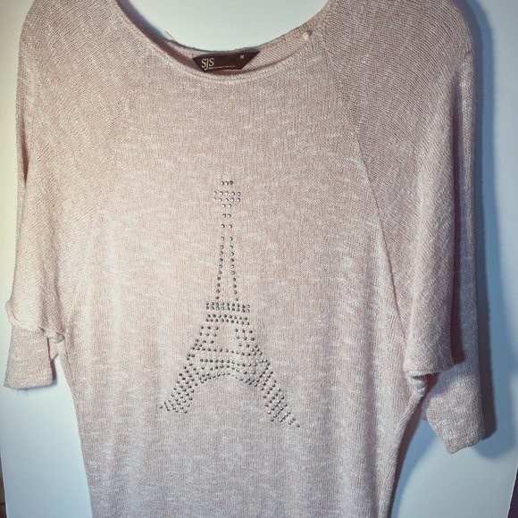 SJS-Made in USA-Knit Sweater/Paris-Medium-Sparkle Silver Beads-Pearl-Casual - Picture 5 of 11